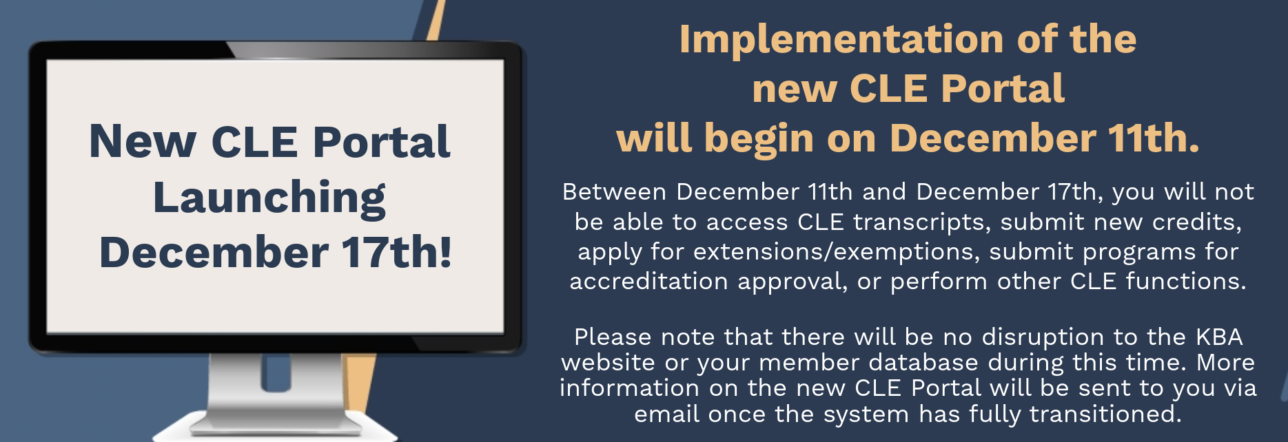 New CLE Portal Launching December 17, 2025. You will not be able to access the CLE Portal on December 11-17, 2025.