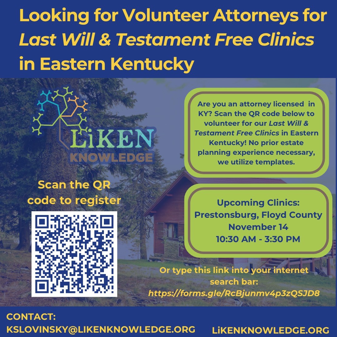 LiKEN Knowledge Will & Testament Free Clinics in Eastern KY