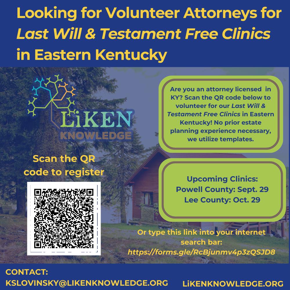 LiKEN Knowledge Will & Testament Free Clinics in Eastern KY